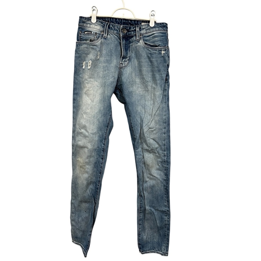 GAS Anti Fit Light Wash Distressed Slim Fit Jeans (30)